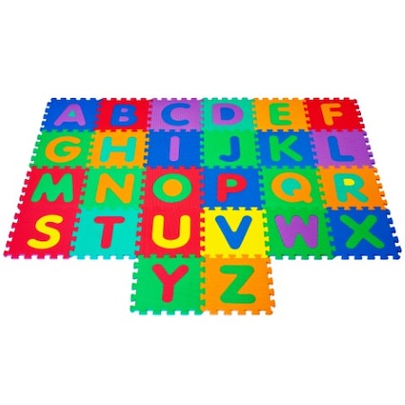Toy Time Interlocking Foam Tile Play Mat with Letters, Nontoxic Multicolor Puzzle for Playrooms /Classrooms 730616JZK